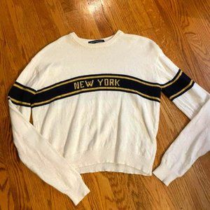 Brandy Melville New York Crewneck Sweater with Varsity Stripe